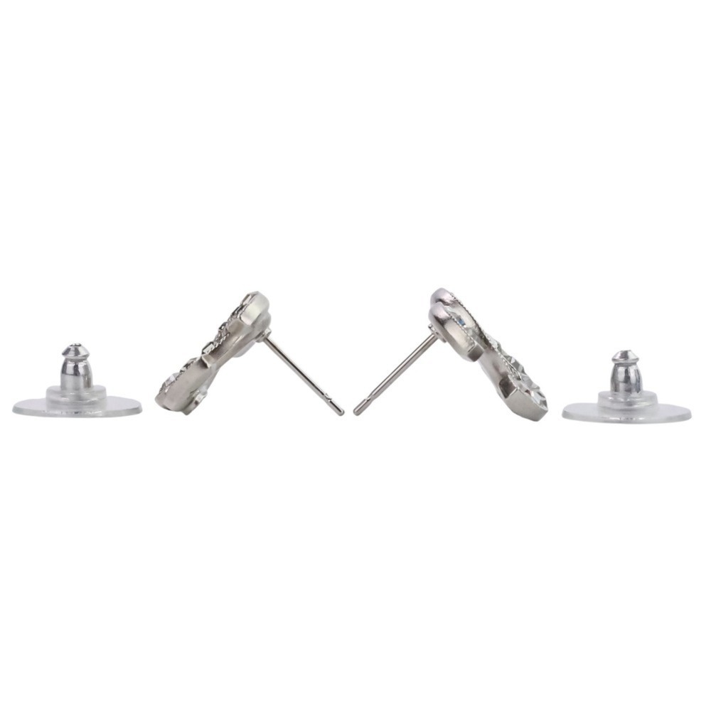 CHANEL Authentic Silver Logo Earrings - Picture 9 of 15